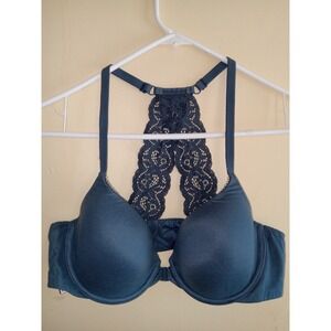 Victoria's Secret Body By Victoria Lined Demi Bra BLUE Sz 38B Sexy Racerback